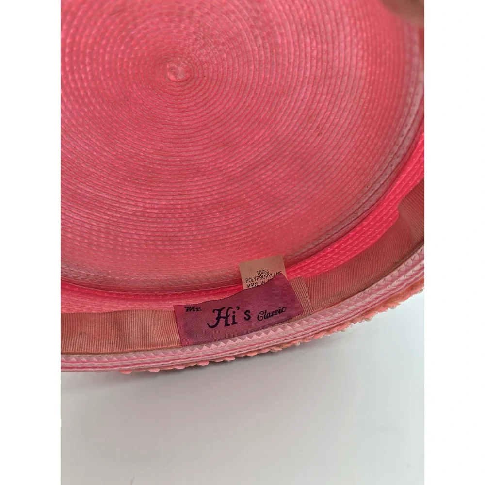 Mr Hi's‎ Classic Pillbox Hat Womens OS Pink Good Sequin Lace Floral Church Derby
